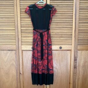 Coach 1941 Horse Print Lacework Maxi Dress with Necktie Authentic